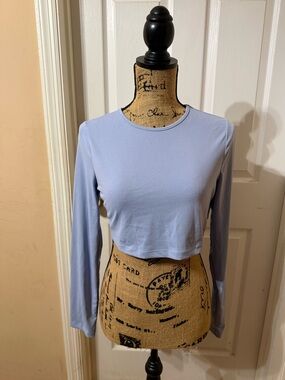 Light Blue Long-Sleeve Cropped Tee